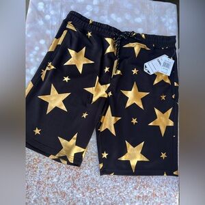 Black and Gold Star Board Shorts